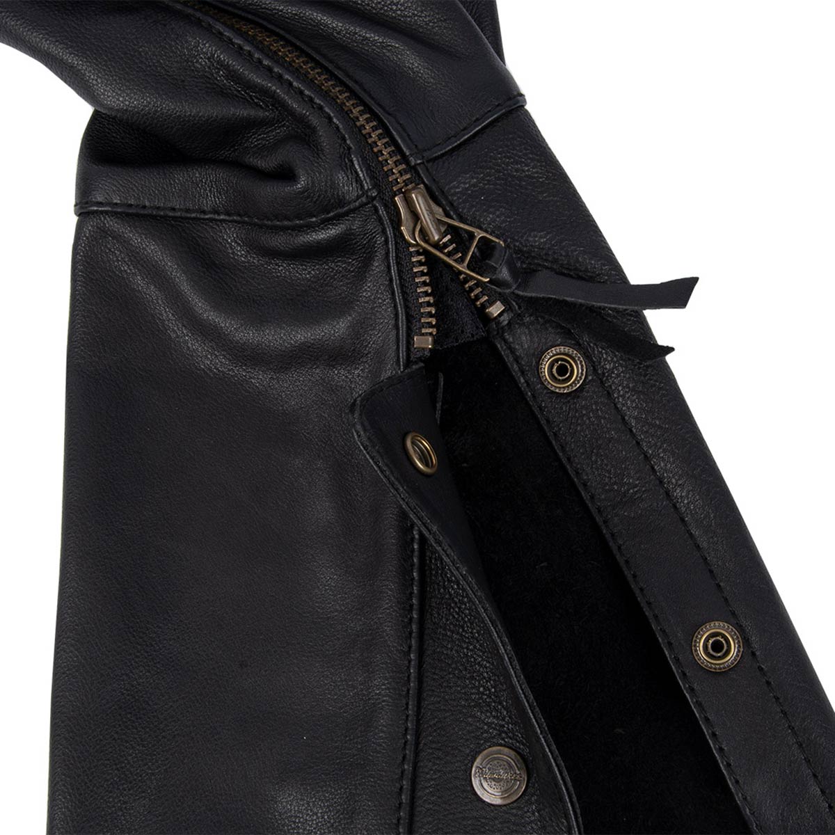 MMCC Men's Heritage Black Leather Motorcycle Chaps - MV8020
