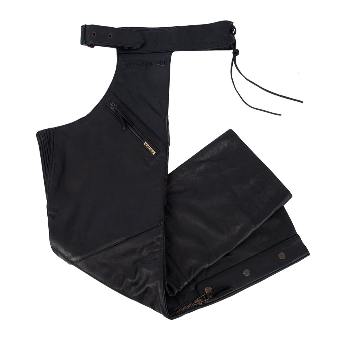 MMCC Men's Heritage Black Leather Motorcycle Chaps - MV8020