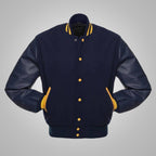 Navy Blue and Yellow Baseball Style Jacket