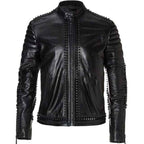 Men's Black Spiked Studded Leather Jacket