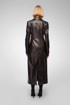 Women's Black Blazer Leather Coat