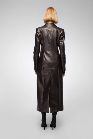 Women's Black Blazer Leather Coat