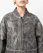 Women’s Gray Distressed Vintage Leather Jacket