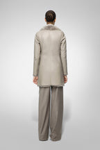 Women's Light Gray Shearling Fur Leather Coat