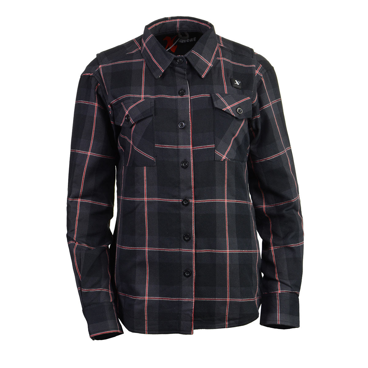 Nexgen Heat Nxl2602set Women's 'Bonnie' Black Grey Red Heated Flannel Long Sleeve Shirt (Rechargeable Battery Pack Included)