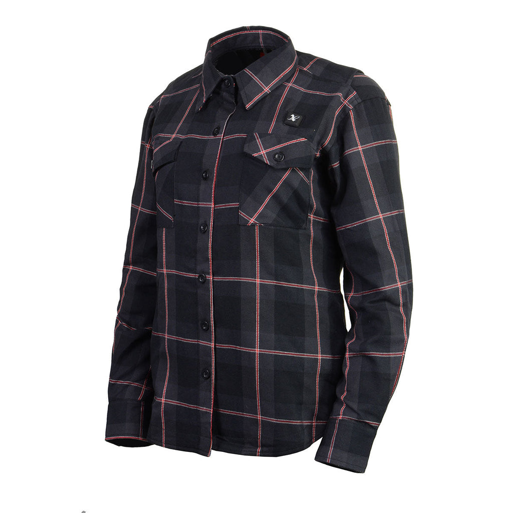 Nexgen Heat Nxl2602set Women's 'Bonnie' Black Grey Red Heated Flannel Long Sleeve Shirt (Rechargeable Battery Pack Included)