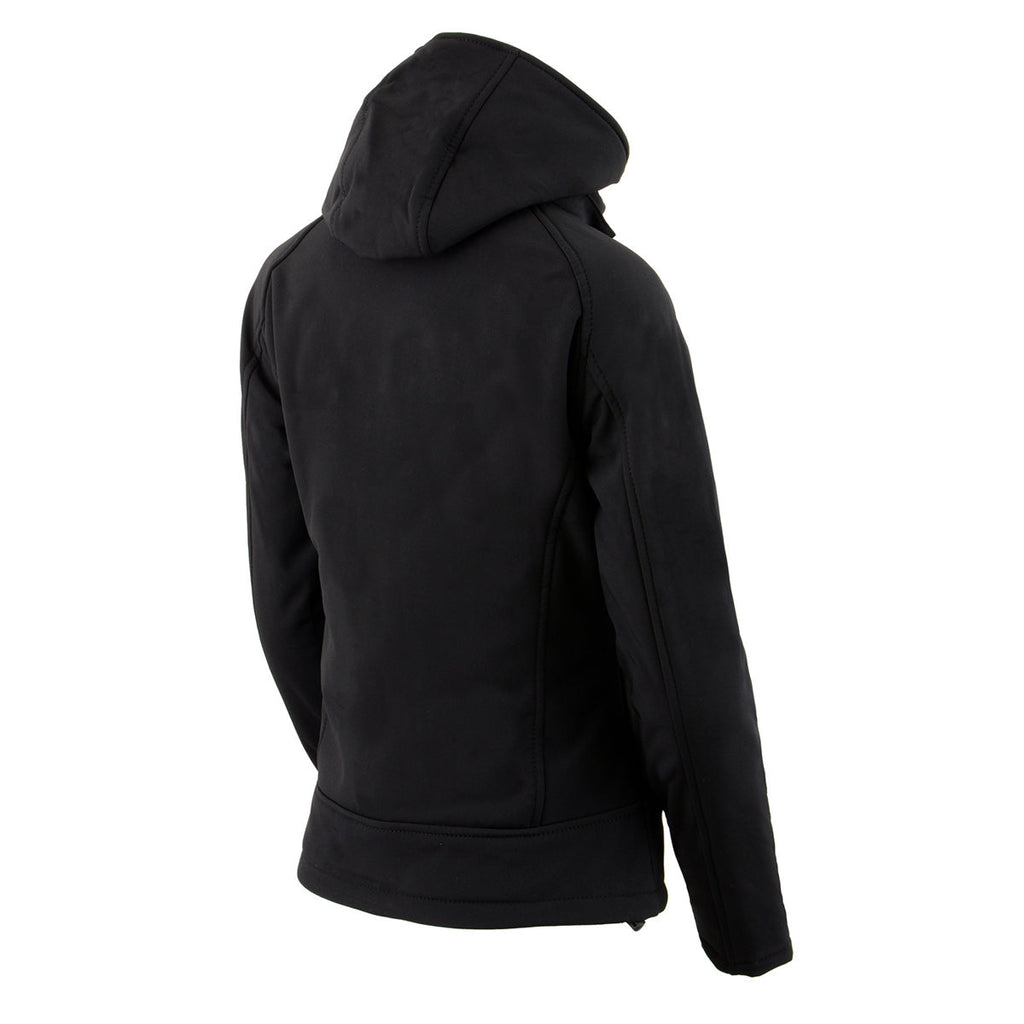 Nexgen Heat MPL2767SET Women's Black Soft Shell Heated Jacket with Detachable Hood (Included Rechargeable 10000mAh Battery)
