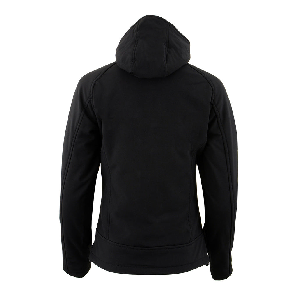 Nexgen Heat MPL2767SET Women's Black Soft Shell Heated Jacket with Detachable Hood (Included Rechargeable 10000mAh Battery)