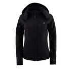 Nexgen Heat MPL2767SET Women's Black Soft Shell Heated Jacket with Detachable Hood (Included Rechargeable 10000mAh Battery)