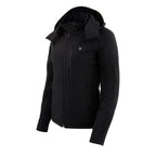 Nexgen Heat MPL2767SET Women's Black Soft Shell Heated Jacket with Detachable Hood (Included Rechargeable 10000mAh Battery)