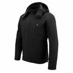 Nexgen Heat MPM1767SET Men's Black 'Heated' Soft Shell Hooded Zipper Front Jacket (Rechargeable Battery Pack Included)