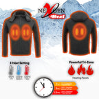 Nexgen Heat MPM1767SET Men's Black 'Heated' Soft Shell Hooded Zipper Front Jacket (Rechargeable Battery Pack Included)