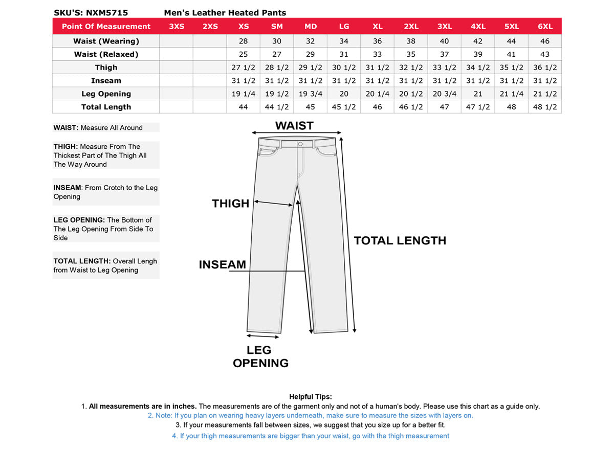 NexGen NXM5715SET Men's 'Torrid' Black Heated Textile Water Resistant Over Pants (Rechargeable Battery Pack Included)