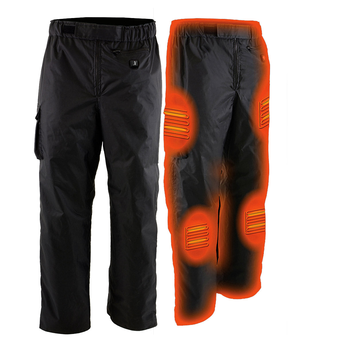 NexGen Heat MPM5720DUAL Men's Black 'Heated' Textile Water Resistant Over Pants (Battery Pack Included)