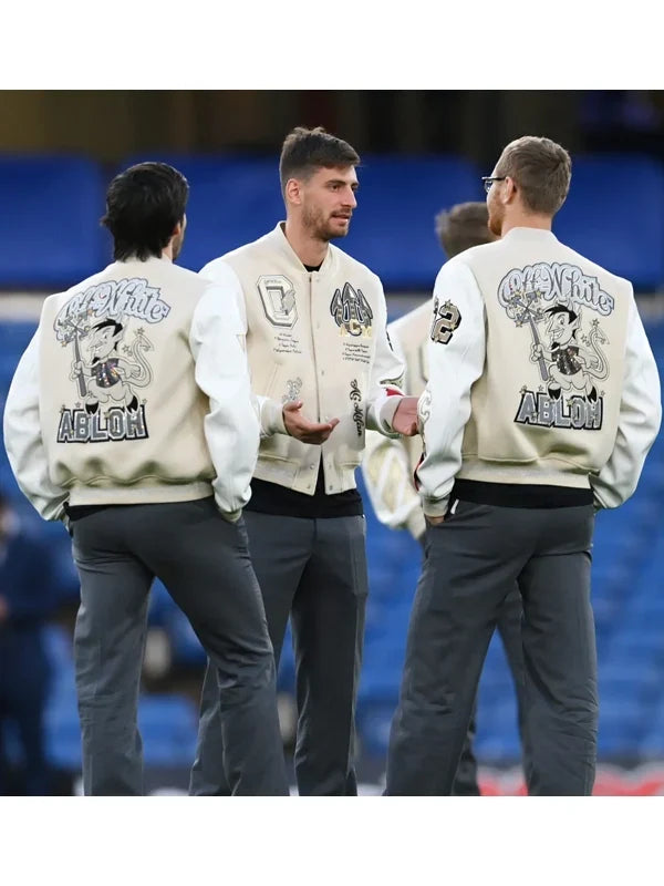 AC Milan Off White Varsity Jacket