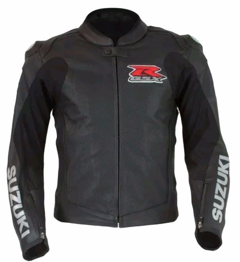 SUZUKI GSXR MOTORCYCLE LEATHER RACE JACKET CUSTOM SIZE