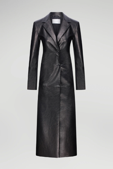 Women's Black Blazer Leather Coat