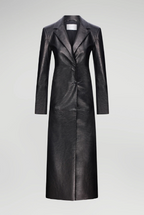 Women's Black Blazer Leather Coat