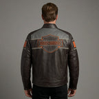 Heritage Racing Brown Leather Biker Jacket – Classic Harley Moto Style