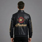 Men’s Indian-Style Leather Racing Jacket – Premium Black Moto Bomber