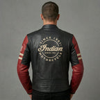 Men’s Vintage Indian-Style Leather Racing Jacket – Red & Black Moto Style