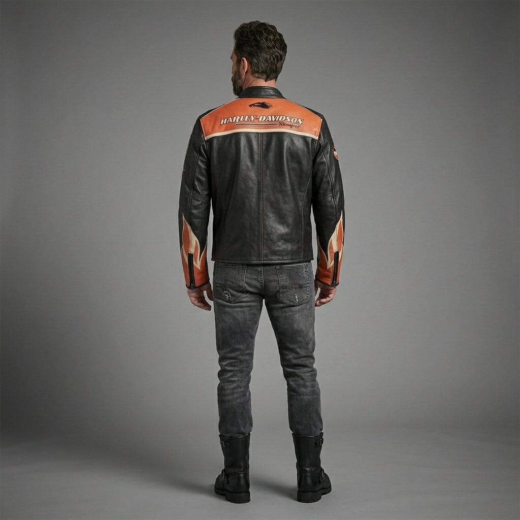 Harley Davidson Screamin Eagle Vintage Racing Leather Jacket
