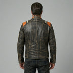 Men’s Retro Stripe Leather Riding Jacket – Limited Edition Moto Style