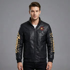 Men’s Indian-Style Leather Racing Jacket – Premium Black Moto Bomber