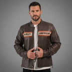 Men’s Harley Two-Tone Leather Biker Jacket – Brown & Black