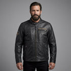 Men’s Vintage Harley-Style Leather Moto Jacket – Anniversary Graphic Edition