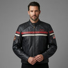 Men’s Indian Motorcycle Style Vintage Leather Biker Jacket – Embroidered Script Logo