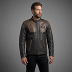 Men’s Harley-Davidson Style Eagle Wing Leather Biker Jacket
