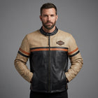 Men’s Harley-Style Leather Moto Jacket – Cream & Black Heritage Edition