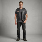 Men’s Harley-Style Leather Biker Vest – Real Leather Club Cut Snap Button