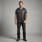 Men’s Harley-Style Leather Biker Vest – Real Leather Club Cut Snap Button