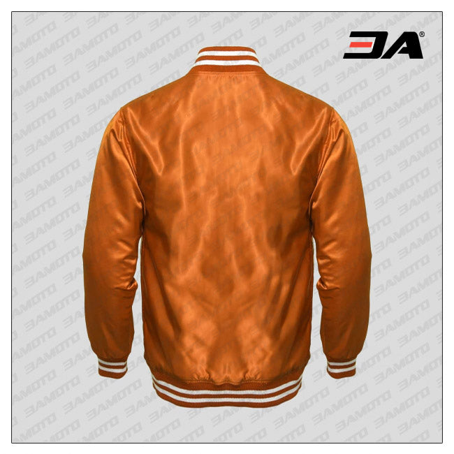 Orange Satin Baseball Jacket