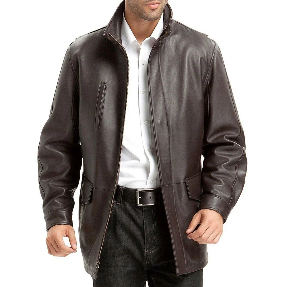 Paradox Genuine Brown Lambskin Leather Coat