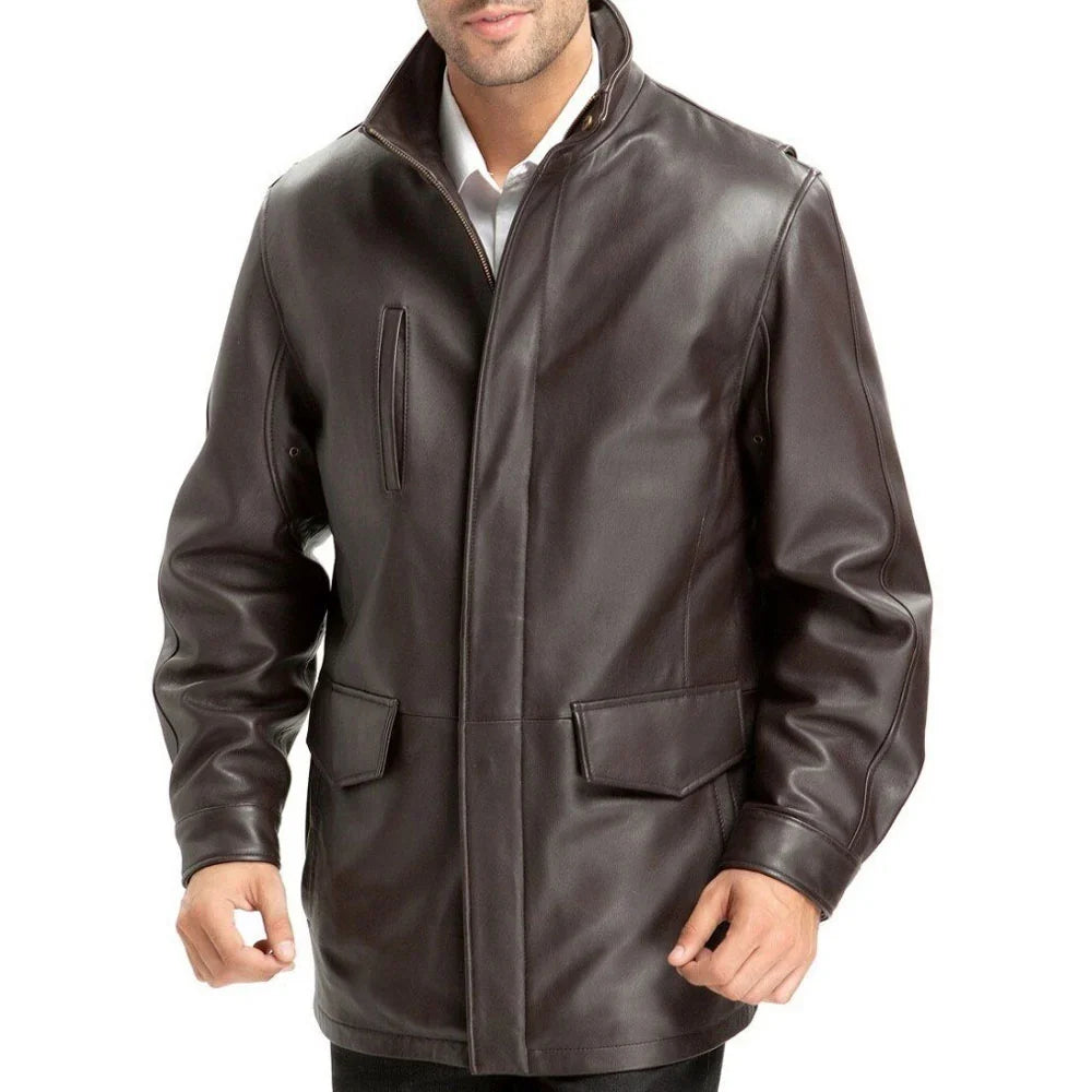 Paradox Genuine Brown Lambskin Leather Coat