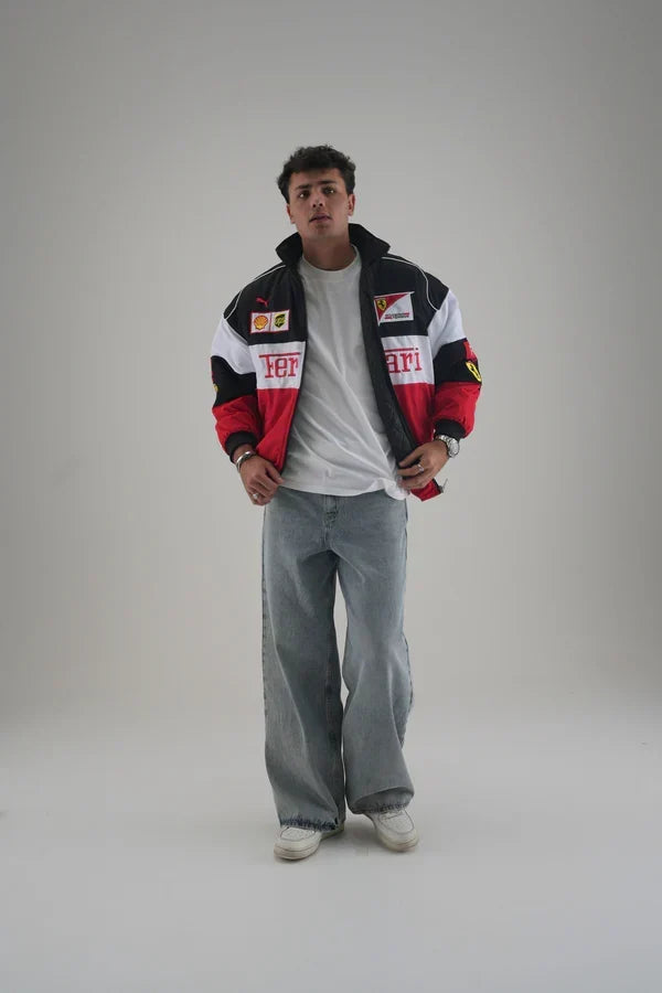 Ferrari F1 Embroidered Jacket – Triple Logo Racing Edition