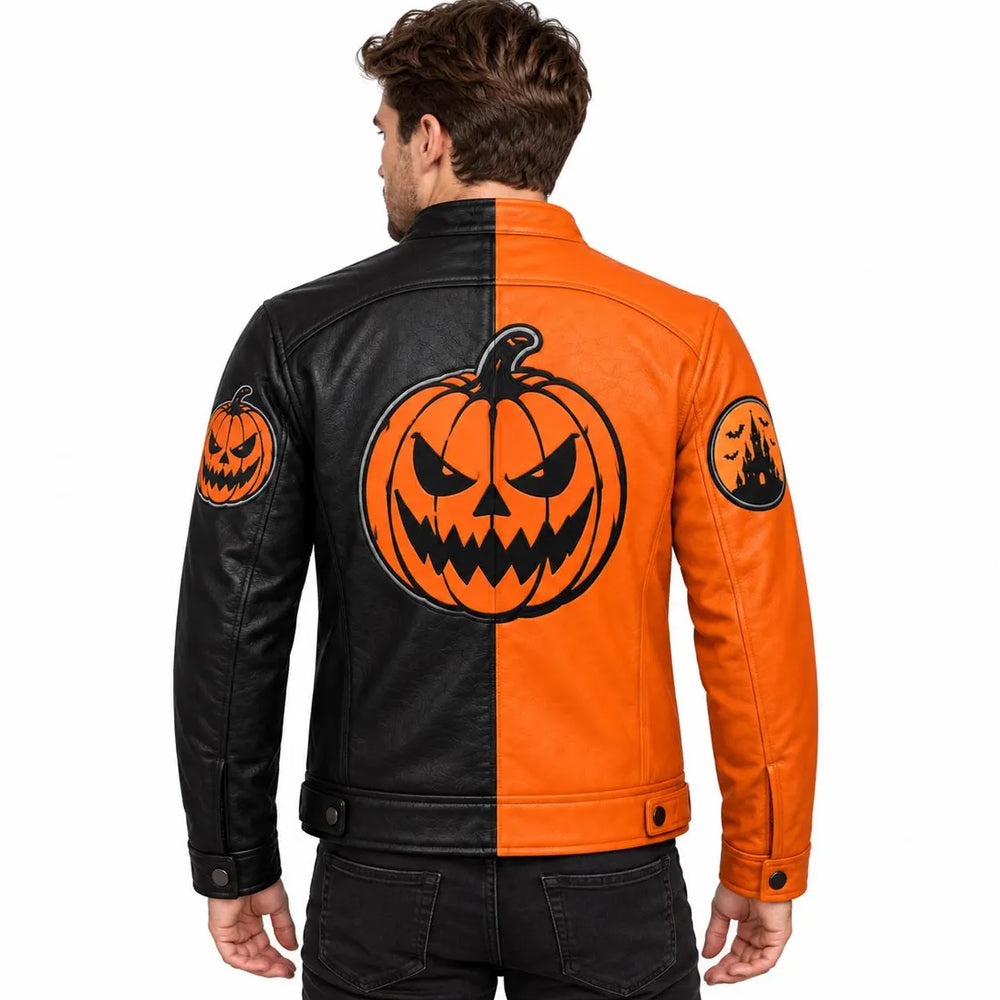 Split Harvest Men’s Pumpkin Cafe Racer Leather Jacket