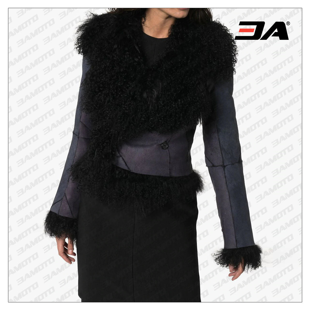 Panelled Shearling Fur Leather Jacket