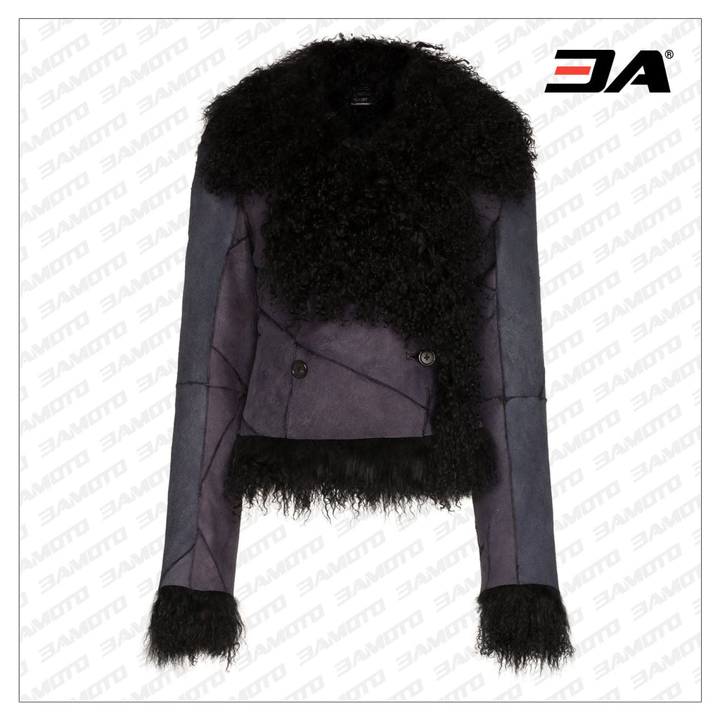 Panelled Shearling Fur Leather Jacket