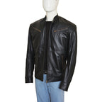 Mens Simple Black Leather Jacket