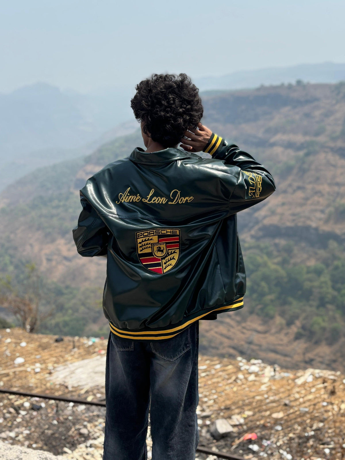 Vintage Porsche 993 Racing Jacket | Oversized Green F1 Bomber