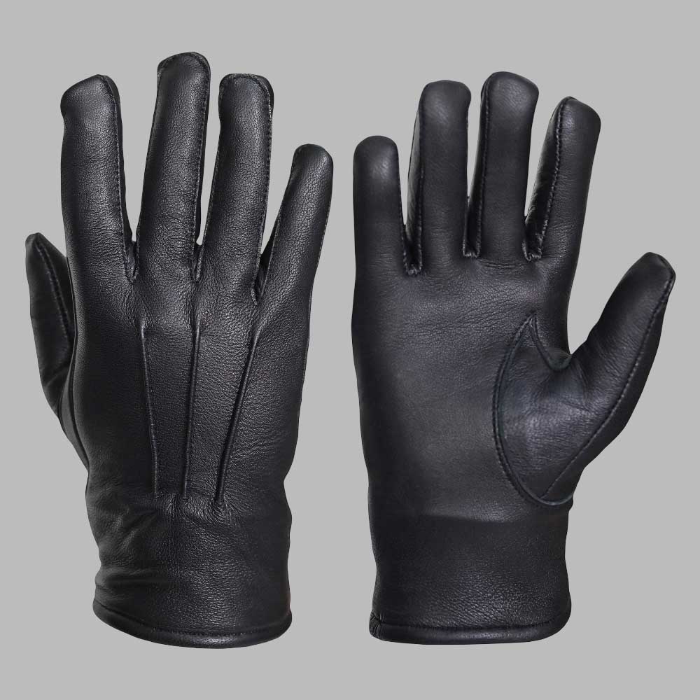 Black Leather Glove with Faux Fur Lining