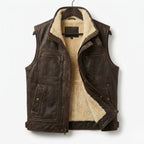 Men Premium Genuine Shearling Leather Vest - B3 Aviator Biker Style