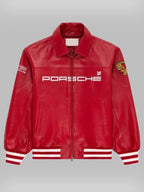 Red Porsche 993 Leather Racing Jacket - Premium Faux Leather (Unisex)