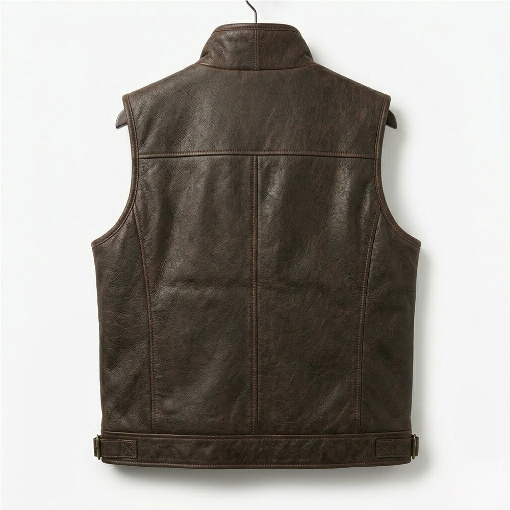 Men Premium Genuine Shearling Leather Vest - B3 Aviator Biker Style