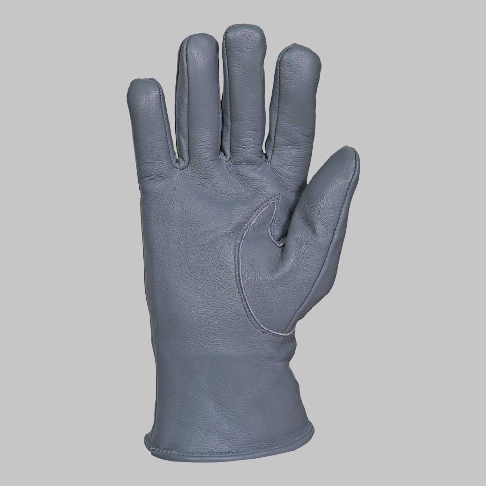 Premium Grey Leather Fur Lined Winter Glove