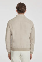 Men's Premium Off-White Suede Leather Bomber Jacket by Avanzar Leather